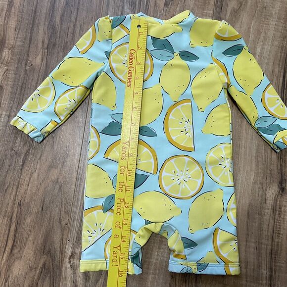 Just One You by Carters Infant Swimsuit 6 Months Long Sleeve Zipper Front Lemons - Picture 4 of 5